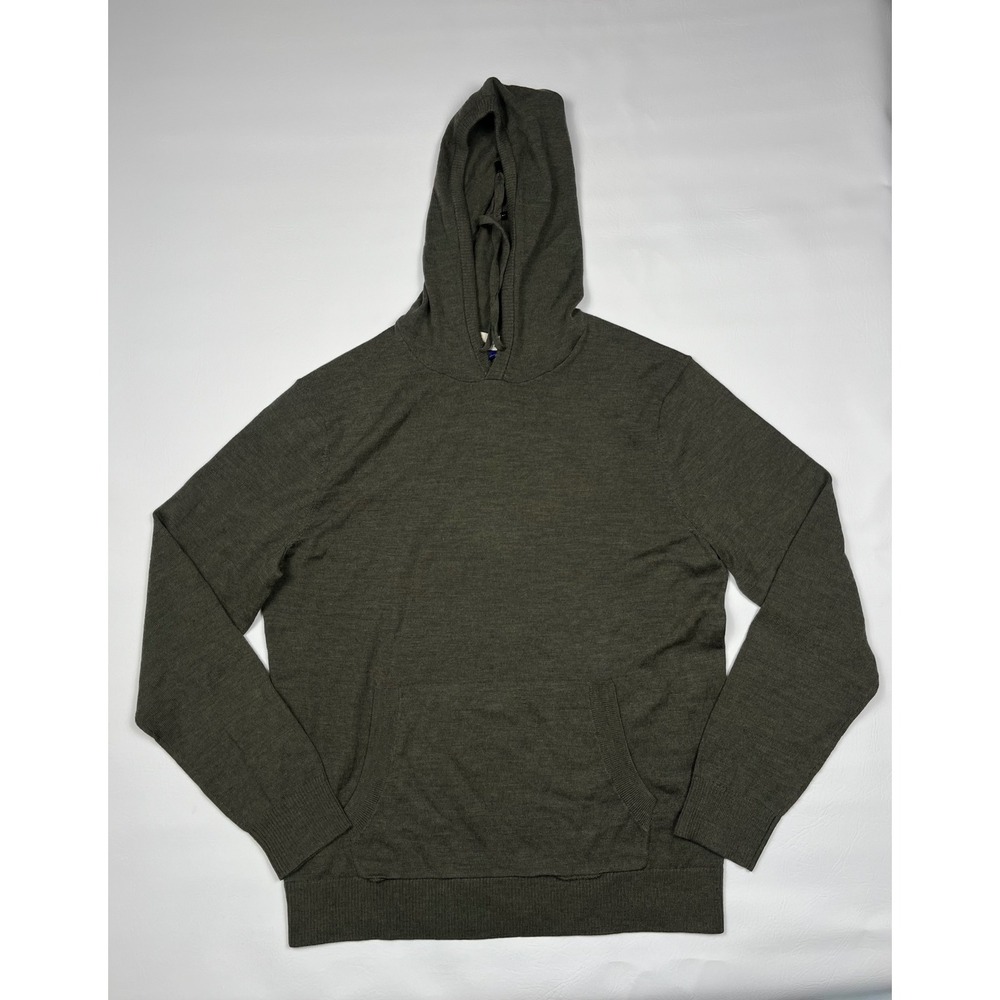 Artefact Merino Wool Pullover Hoodie Mens Large Olive Green Knit Sweater - Picture 1 of 8